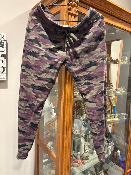 Zyia Active Pants - Purple Camo Girls' Jogger Sweatpants with Drawstring